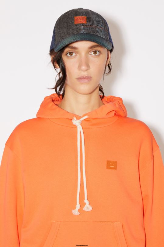 Acne Studios vaatteet mandariini appelsiini 0VF2B150 hupullinen collegepaita - normaali istuvuus unisex