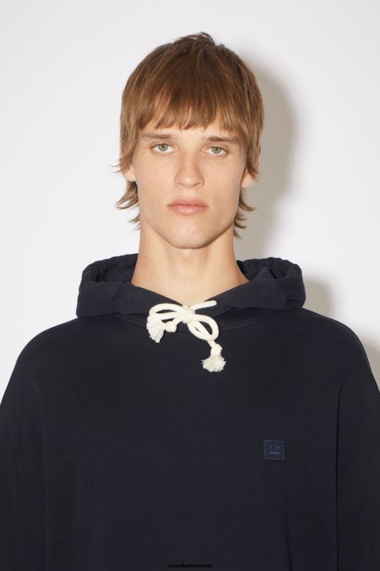 Acne Studios vaatteet musta 0VF2B1180 hupullinen collegepaita - oversize fit unisex