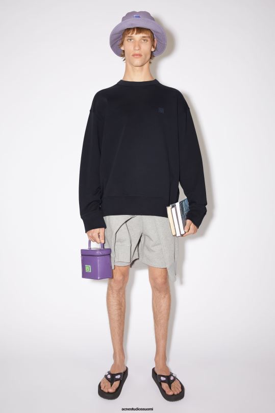 Acne Studios vaatteet musta 0VF2B1188 pyöreäkauluksinen collegepaita - rento istuvuus unisex