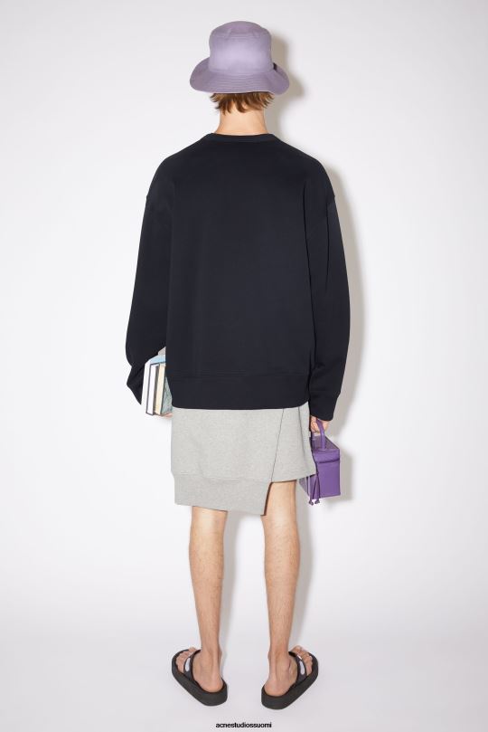 Acne Studios vaatteet musta 0VF2B1188 pyöreäkauluksinen collegepaita - rento istuvuus unisex