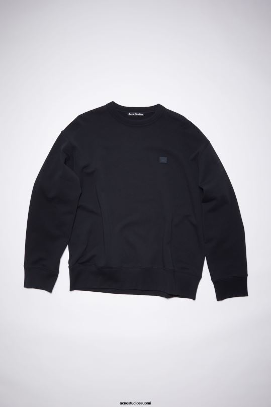 Acne Studios vaatteet musta 0VF2B1188 pyöreäkauluksinen collegepaita - rento istuvuus unisex