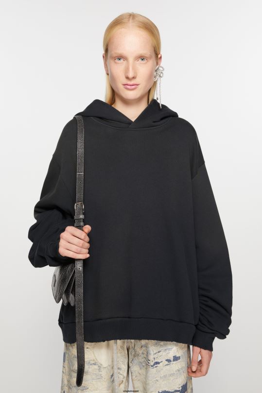 Acne Studios vaatteet musta 0VF2B139 logolla varustettu hupullinen pusero