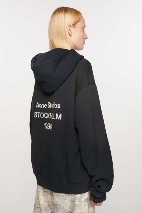 Acne Studios vaatteet musta 0VF2B139 logolla varustettu hupullinen pusero