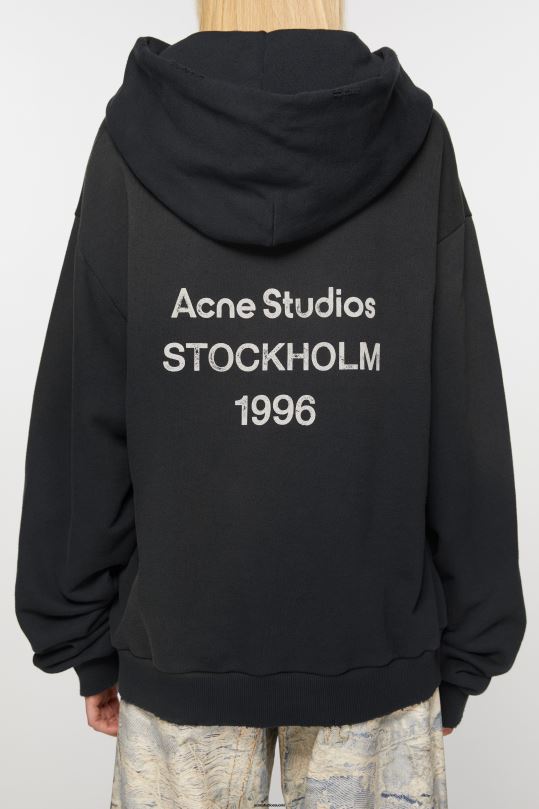 Acne Studios vaatteet musta 0VF2B139 logolla varustettu hupullinen pusero