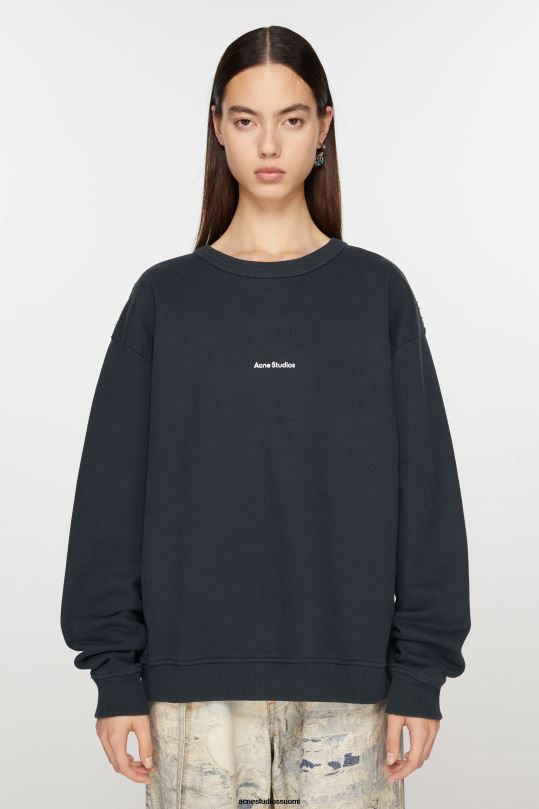 Acne Studios vaatteet musta 0VF2B149 leimalogolla varustettu collegepaita