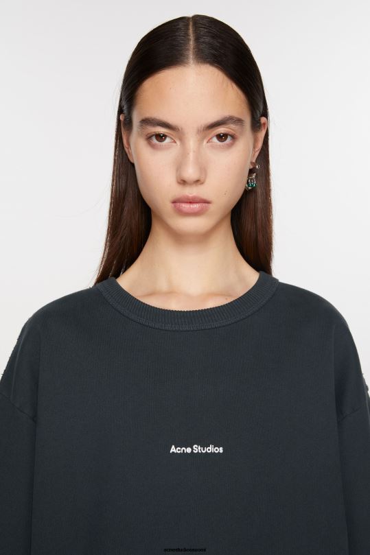 Acne Studios vaatteet musta 0VF2B149 leimalogolla varustettu collegepaita