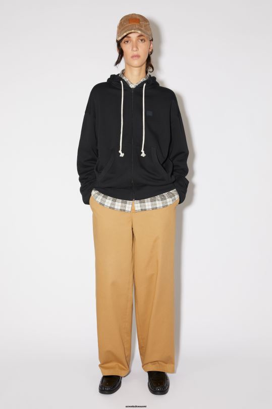 Acne Studios vaatteet musta 0VF2B154 hupullinen vetoketjullinen unisex pusero