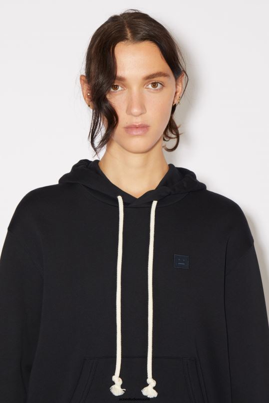 Acne Studios vaatteet musta 0VF2B161 hupullinen collegepaita - normaali istuvuus unisex