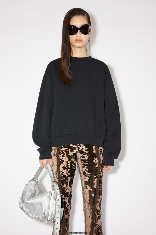 Acne Studios vaatteet musta 0VF2B166 pyöreä kaula-aukkoinen pusero