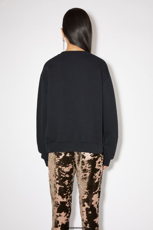 Acne Studios vaatteet musta 0VF2B166 pyöreä kaula-aukkoinen pusero