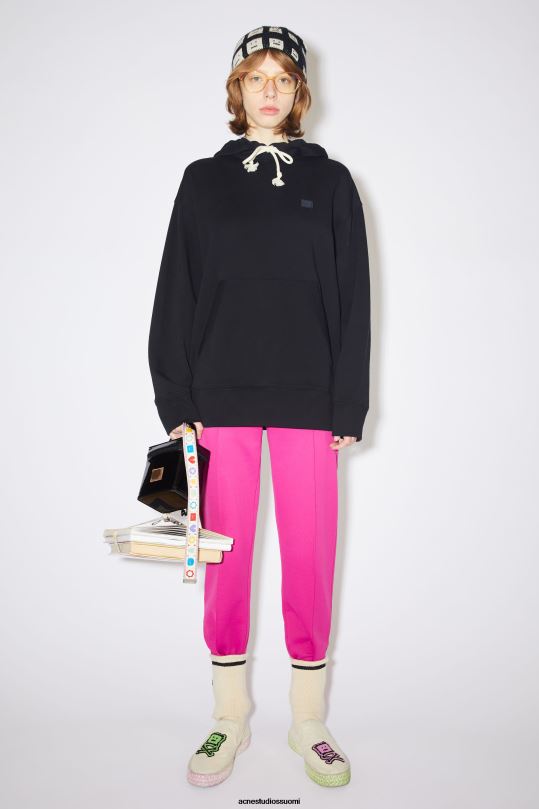 Acne Studios vaatteet musta 0VF2B414 hupullinen collegepaita - oversize fit unisex