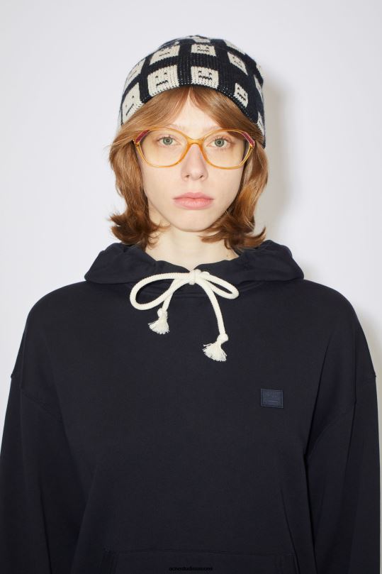 Acne Studios vaatteet musta 0VF2B414 hupullinen collegepaita - oversize fit unisex