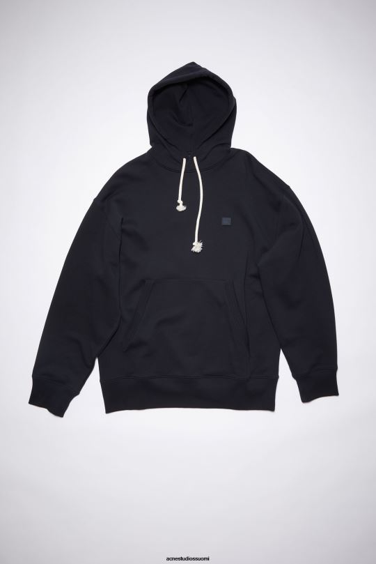 Acne Studios vaatteet musta 0VF2B414 hupullinen collegepaita - oversize fit unisex