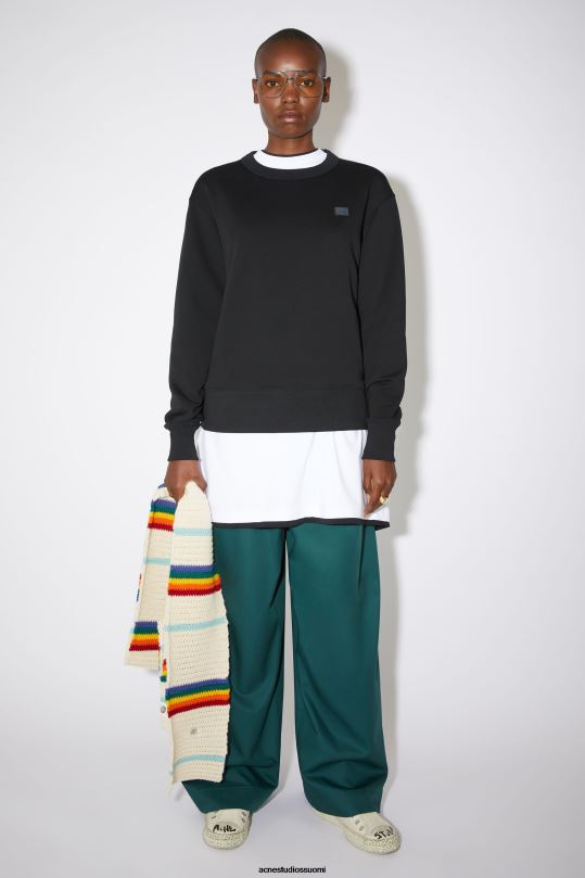 Acne Studios vaatteet musta 0VF2B433 pyöreäkauluksinen collegepaita - normaali istuvuus unisex