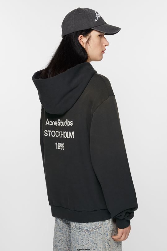 Acne Studios vaatteet musta 0VF2B960 logolla varustettu hupullinen pusero