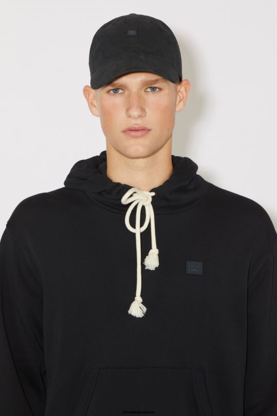 Acne Studios vaatteet musta 0VF2B982 hupullinen collegepaita - normaali istuvuus unisex