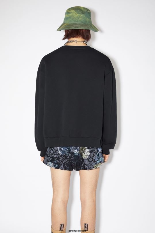 Acne Studios vaatteet musta 0VF2B984 pyöreä kaula-aukkoinen pusero