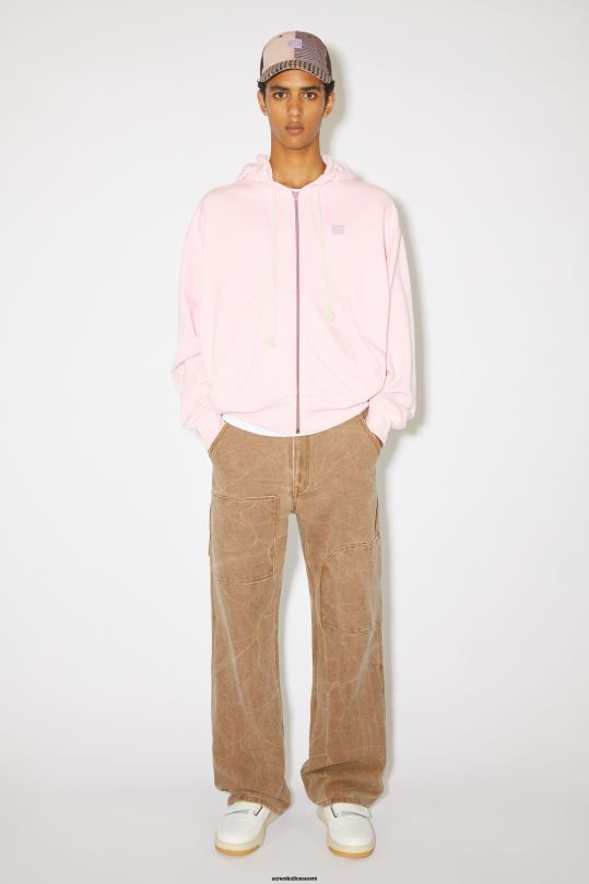 Acne Studios vaatteet vaalea pinkki 0VF2B979 hupullinen vetoketjullinen unisex pusero