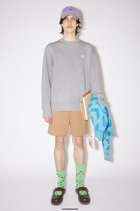 Acne Studios vaatteet vaaleanharmaa melansi 0VF2B1181 pyöreäkauluksinen collegepaita - rento istuvuus unisex