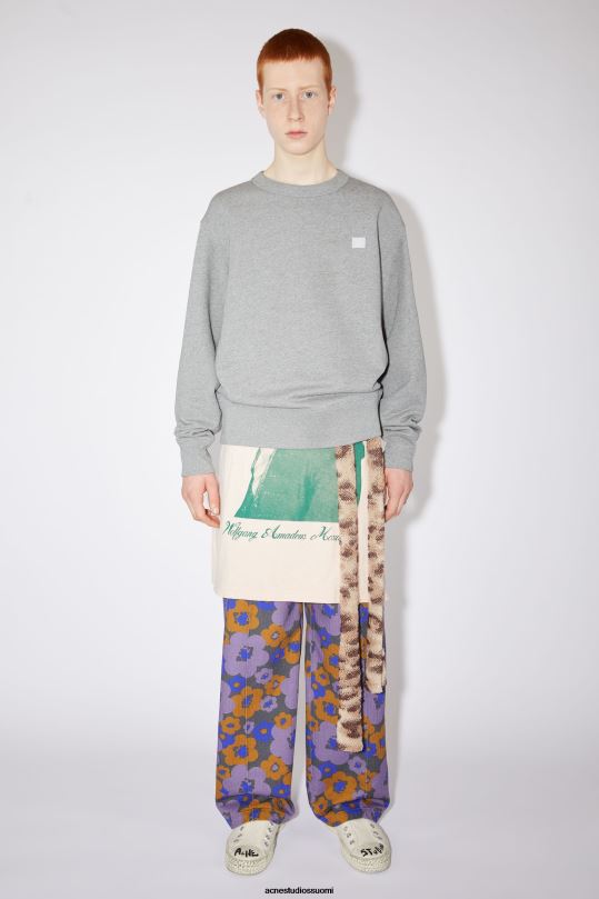 Acne Studios vaatteet vaaleanharmaa melansi 0VF2B1190 pyöreäkauluksinen collegepaita - normaali istuvuus unisex