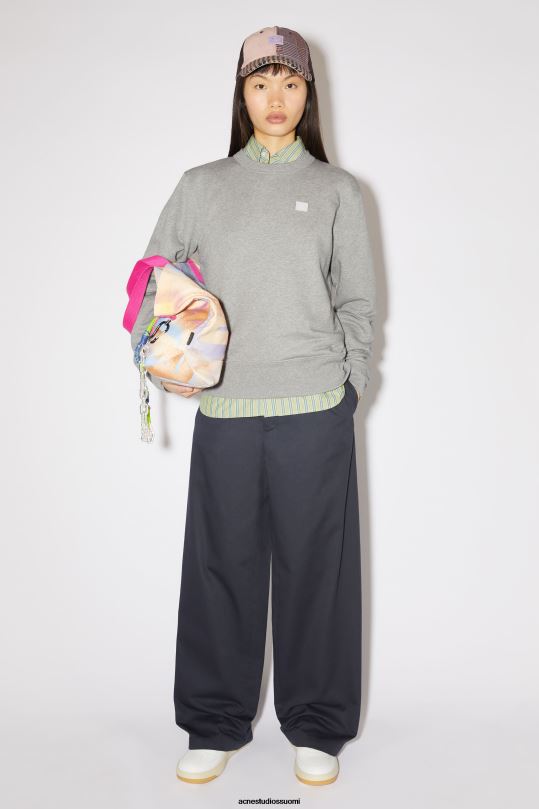 Acne Studios vaatteet vaaleanharmaa melansi 0VF2B157 pyöreäkauluksinen pusero - normaali istuvuus unisex