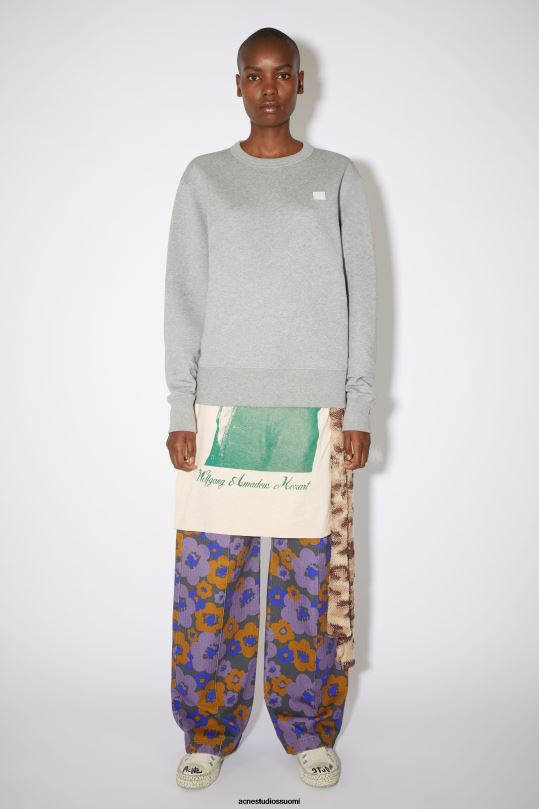 Acne Studios vaatteet vaaleanharmaa melansi 0VF2B430 pyöreäkauluksinen collegepaita - normaali istuvuus unisex