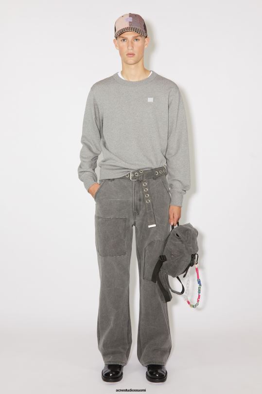 Acne Studios vaatteet vaaleanharmaa melansi 0VF2B978 pyöreäkauluksinen pusero - normaali istuvuus unisex